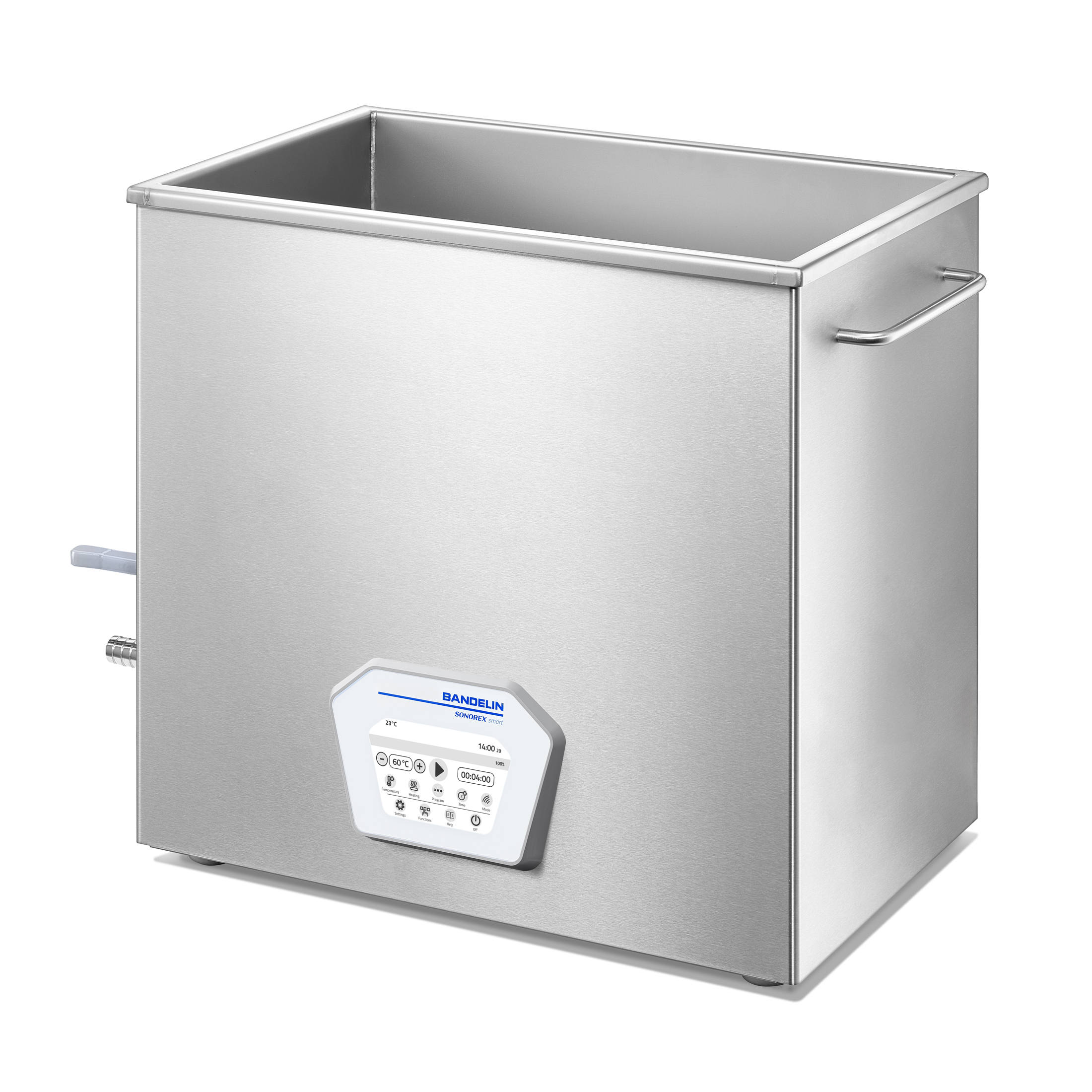 BANDELIN SONOREX smart ST 1028 CH stainless-steel ultrasonic cleaning tank with touchscreen controls.