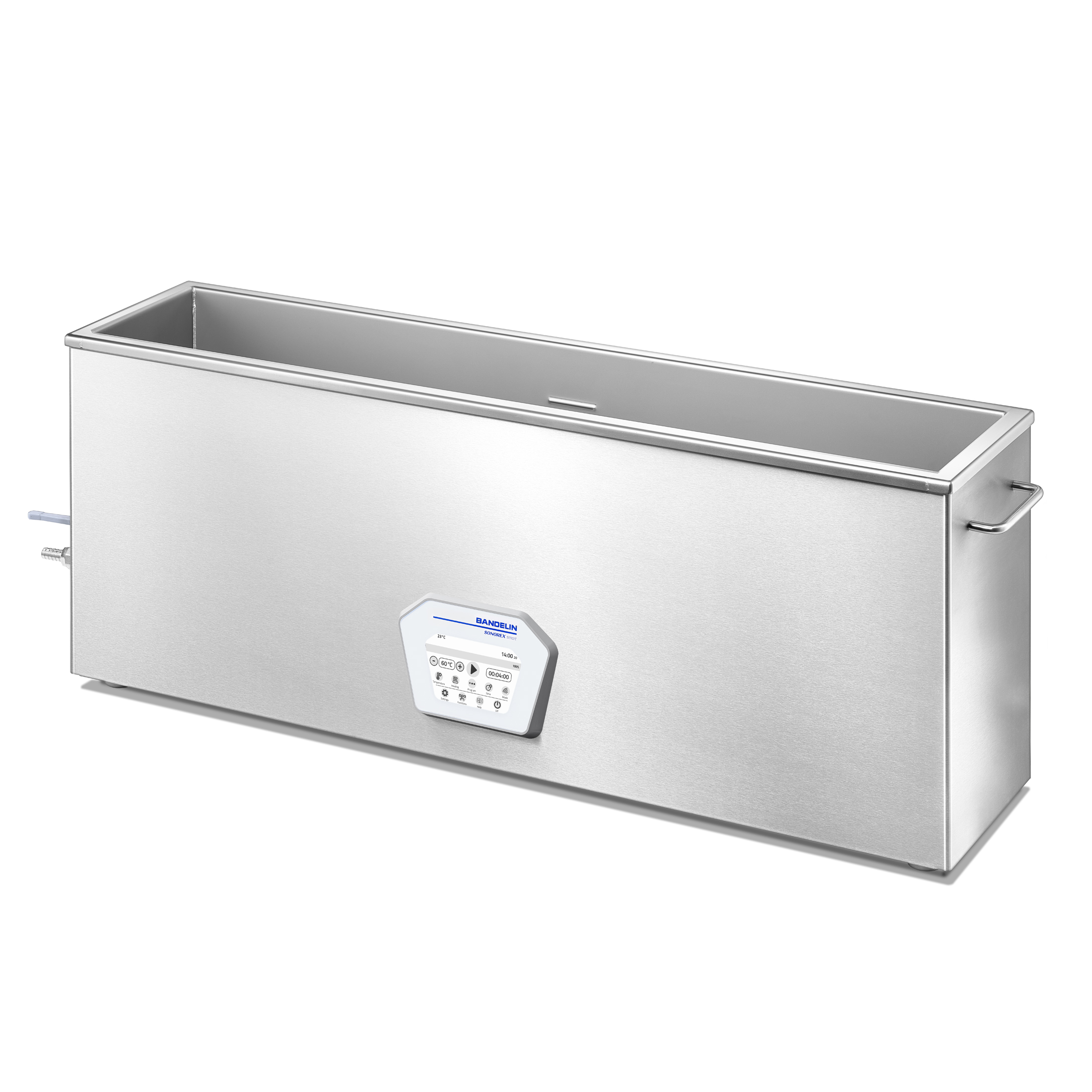 BANDELIN SONOREX smart ST 170 H long, narrow stainless-steel ultrasonic cleaning tank.